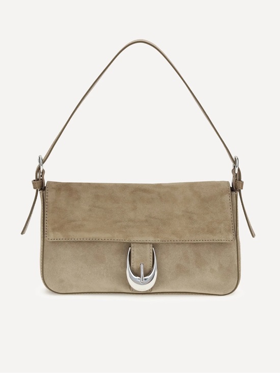 STAUD Handbags - Staud Harlow Purse - Dune Suede Silver Buckle